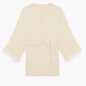 WeWoreWhat Feather Modal Jersey Robe Size small